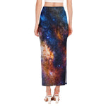 Milky Way Universe Galaxy Space Print Side Slit Maxi Skirt