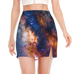 Milky Way Universe Galaxy Space Print Side Slit Mini Skirt