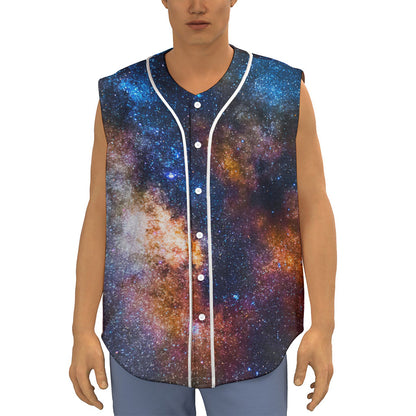 Milky Way Universe Galaxy Space Print Sleeveless Baseball Jersey