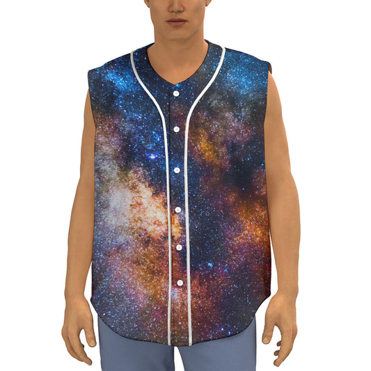 Milky Way Universe Galaxy Space Print Sleeveless Baseball Jersey