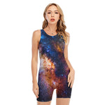 Milky Way Universe Galaxy Space Print Sleeveless One Piece Swimsuit