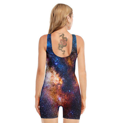 Milky Way Universe Galaxy Space Print Sleeveless One Piece Swimsuit