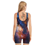 Milky Way Universe Galaxy Space Print Sleeveless One Piece Swimsuit