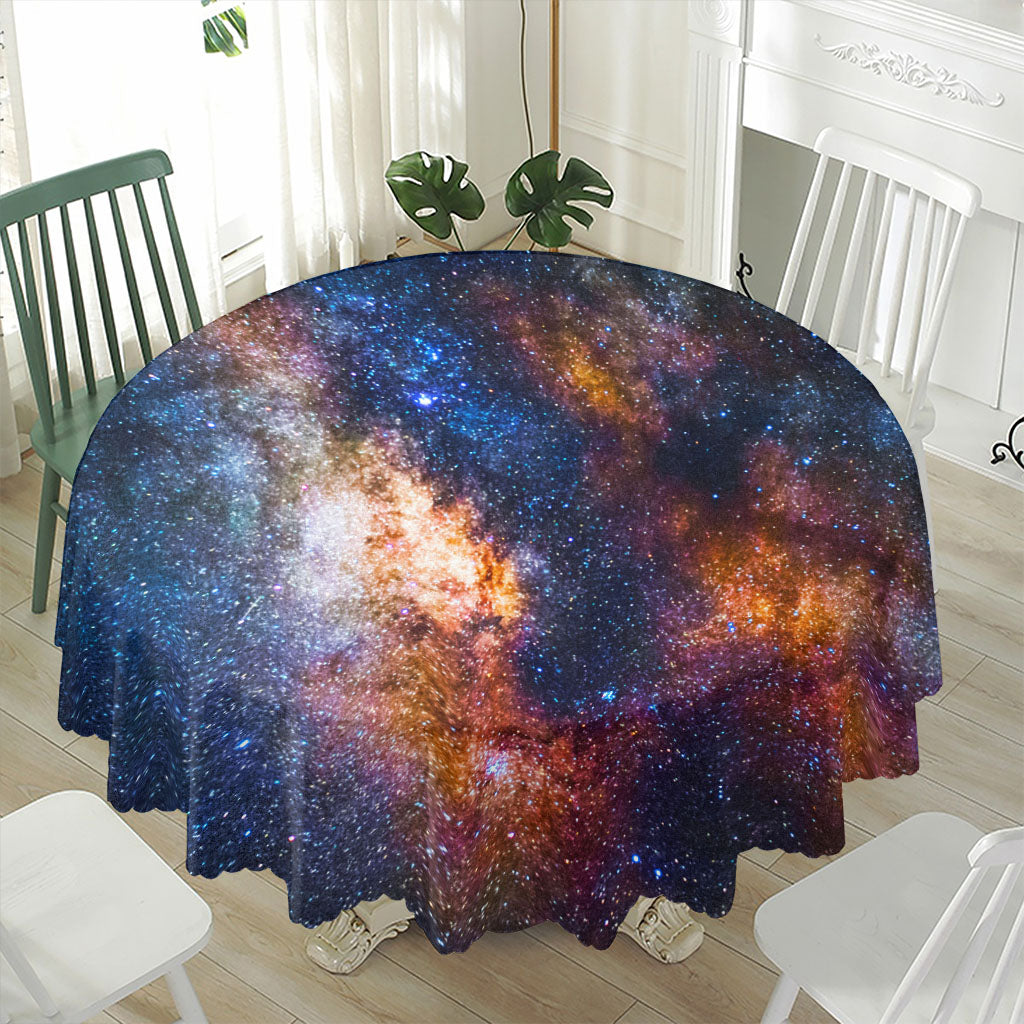 Milky Way Universe Galaxy Space Print Waterproof Round Tablecloth