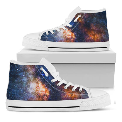 Milky Way Universe Galaxy Space Print White High Top Sneakers