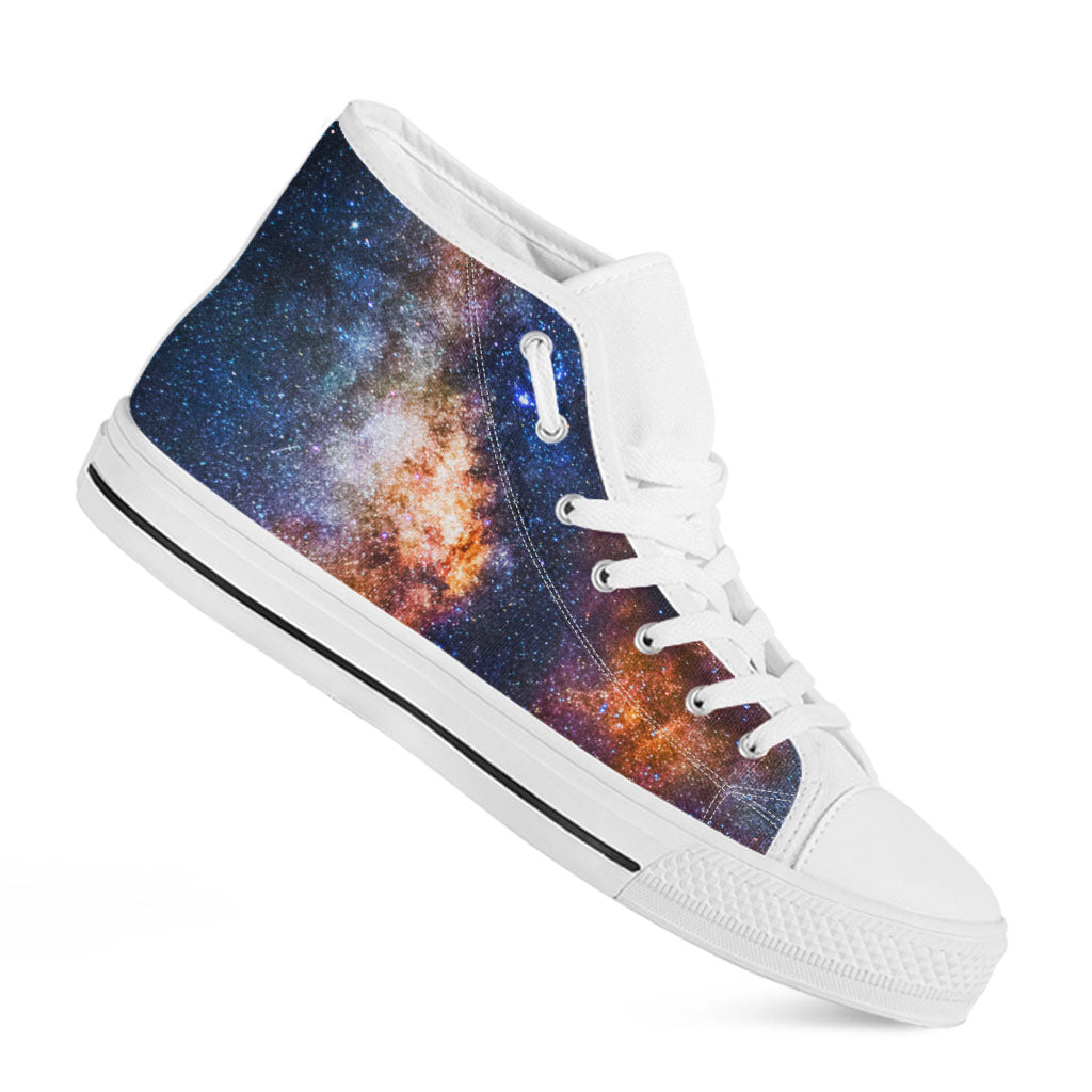 Milky Way Universe Galaxy Space Print White High Top Sneakers