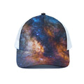 Milky Way Universe Galaxy Space Print White Mesh Trucker Hat