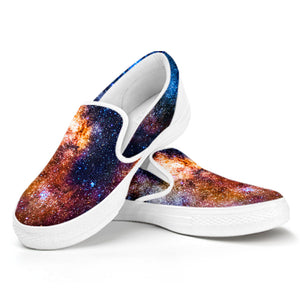 Milky Way Universe Galaxy Space Print White Slip On Sneakers