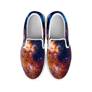 Milky Way Universe Galaxy Space Print White Slip On Sneakers