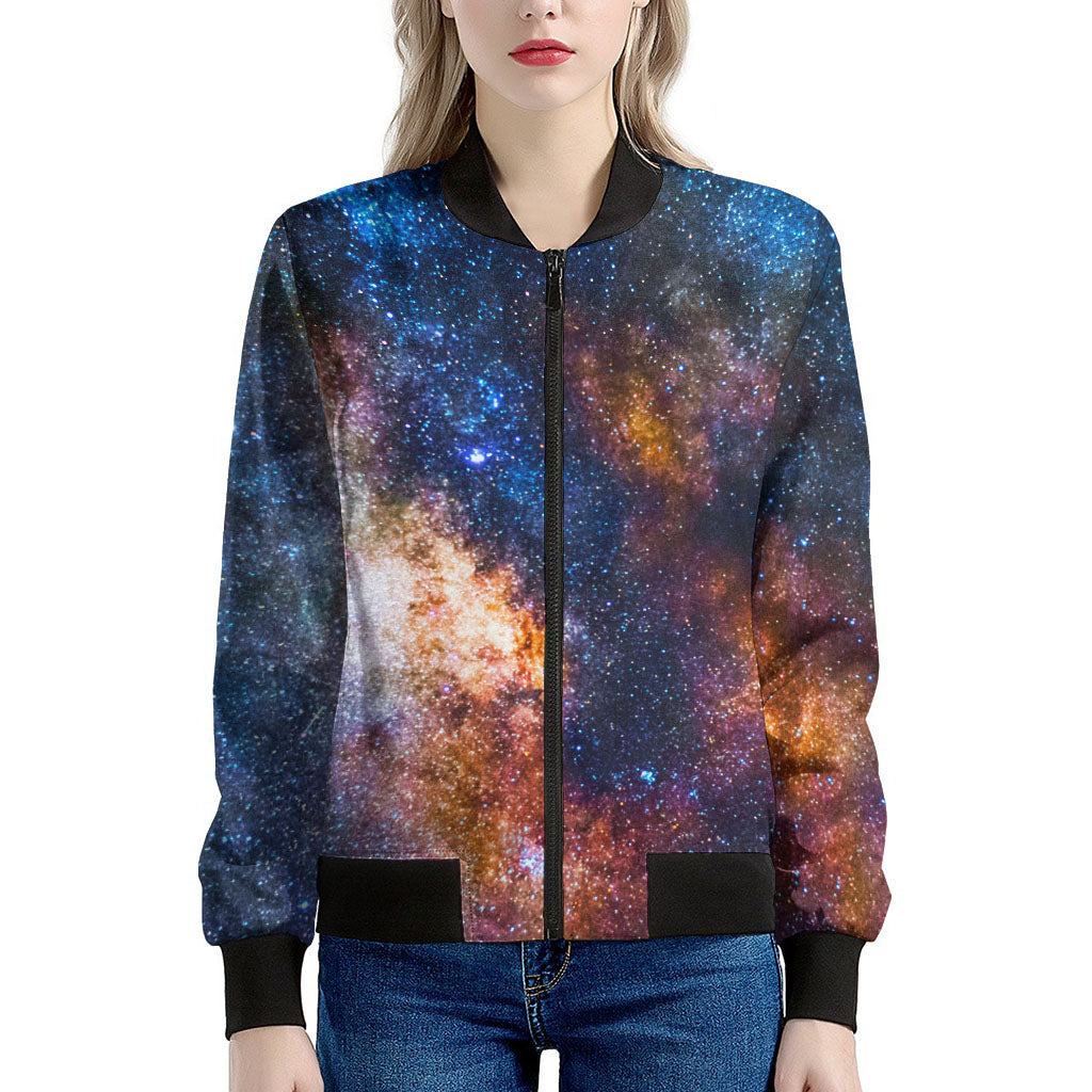 Milky Way Universe Galaxy Space Print Women's Bomber Jacket