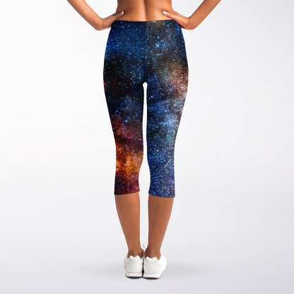 Milky Way Universe Galaxy Space Print Women's Capri Leggings