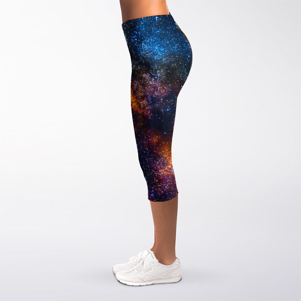 Milky Way Universe Galaxy Space Print Women's Capri Leggings