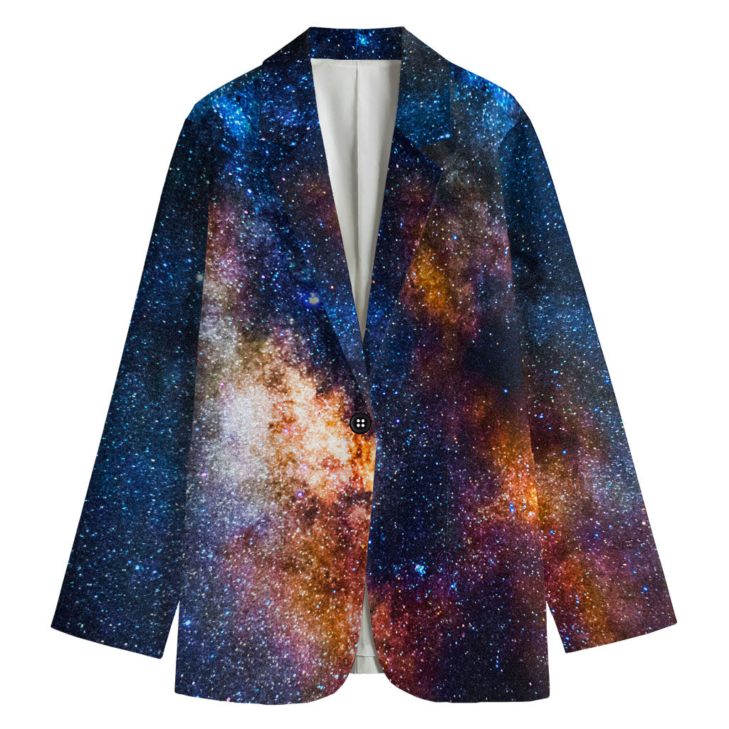 Milky Way Universe Galaxy Space Print Women's Cotton Blazer