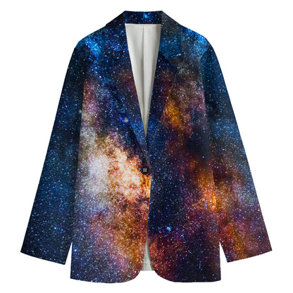 Milky Way Universe Galaxy Space Print Women's Cotton Blazer