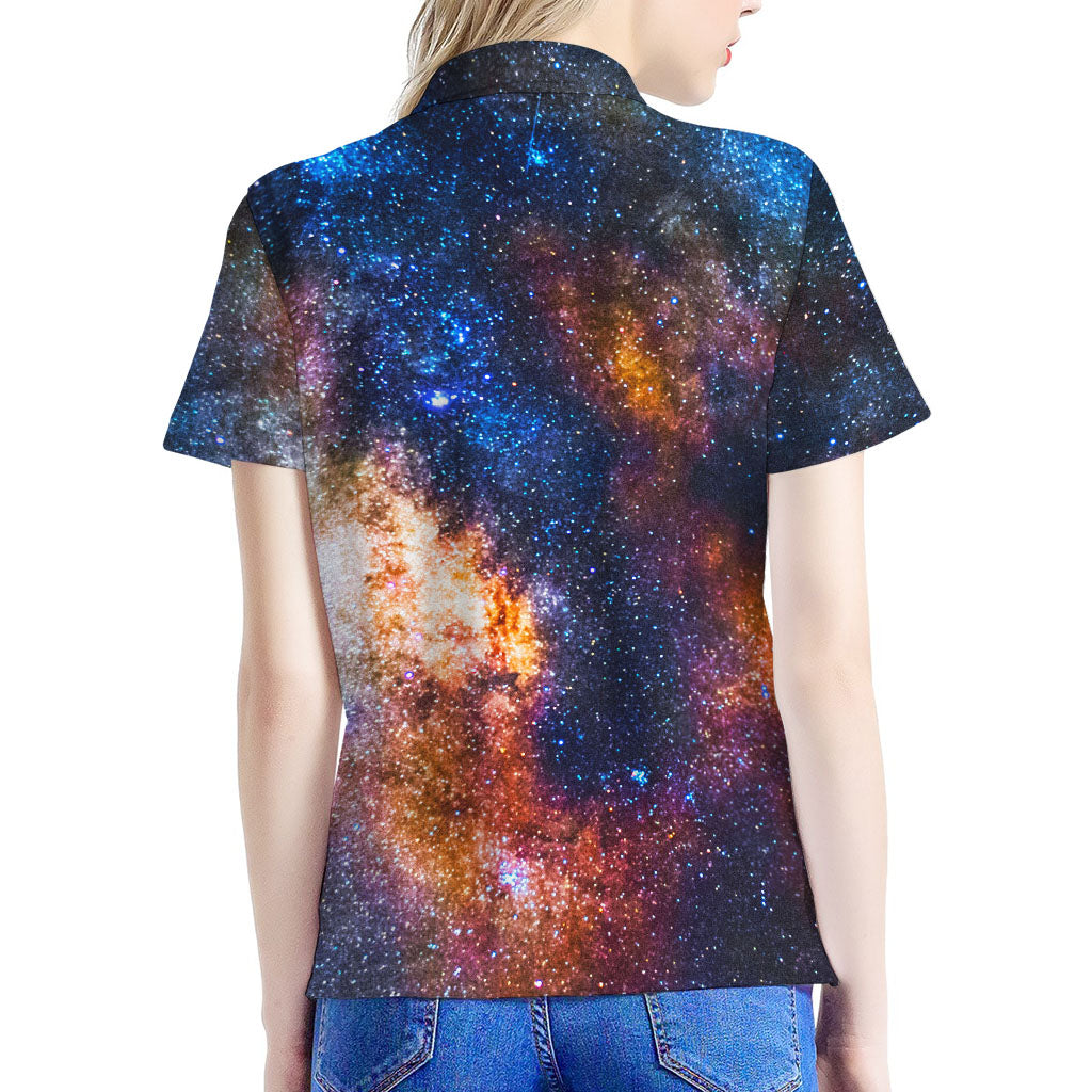 Milky Way Universe Galaxy Space Print Women's Polo Shirt