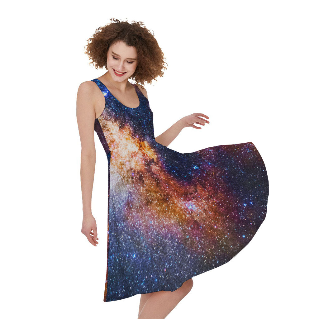 Milky Way Universe Galaxy Space Print Women's Sleeveless Dress