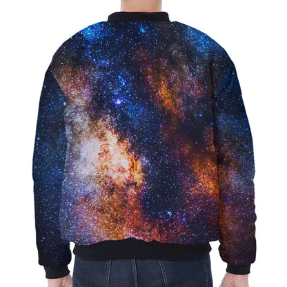 Milky Way Universe Galaxy Space Print Zip Sleeve Bomber Jacket