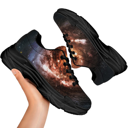 Milky Way Universe Print Black Chunky Shoes
