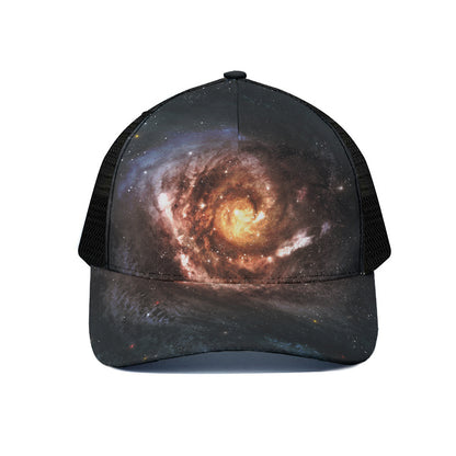 Milky Way Universe Print Black Mesh Trucker Cap