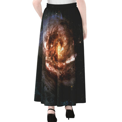 Milky Way Universe Print Chiffon Maxi Skirt