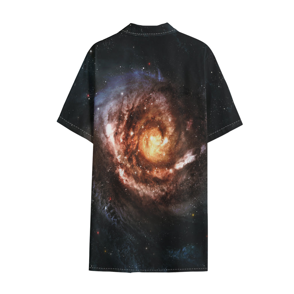 Milky Way Universe Print Cotton Hawaiian Shirt