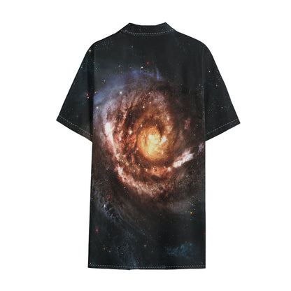 Milky Way Universe Print Cotton Hawaiian Shirt