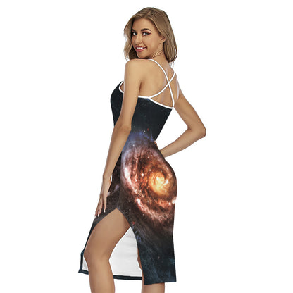Milky Way Universe Print Cross Back Cami Dress
