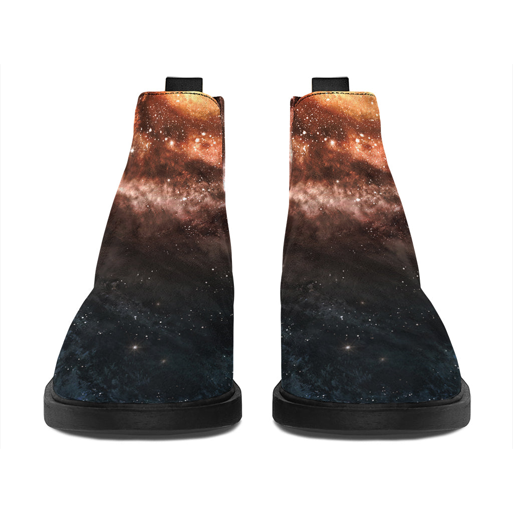Milky Way Universe Print Flat Ankle Boots