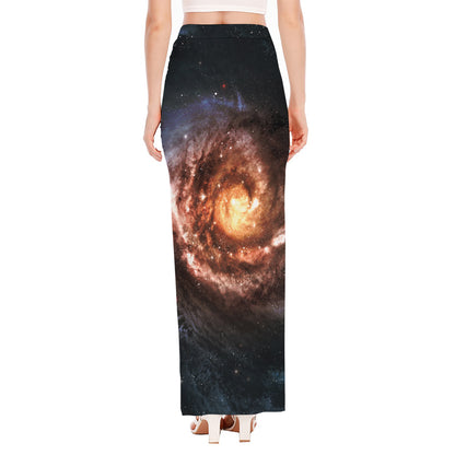 Milky Way Universe Print High Slit Maxi Skirt