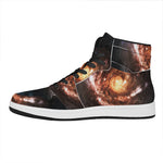 Milky Way Universe Print High Top Leather Sneakers
