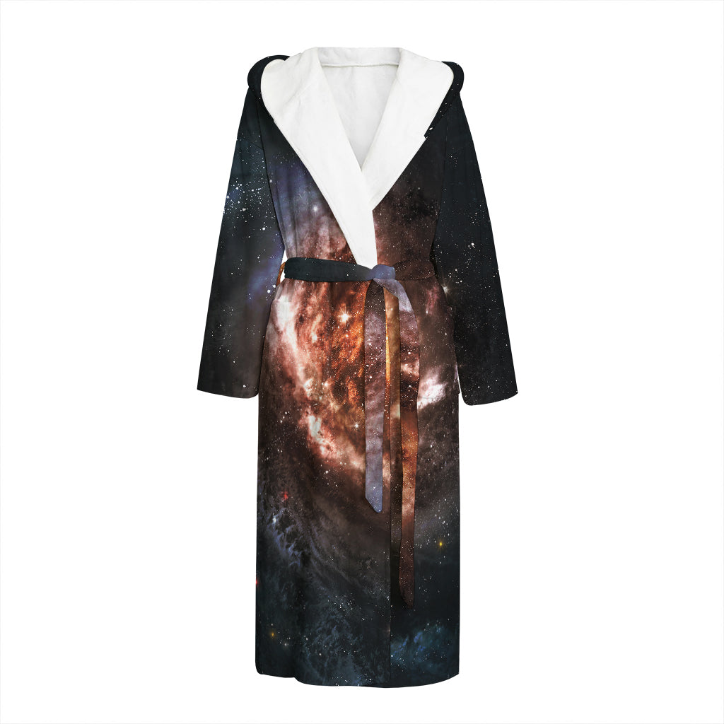 Milky Way Universe Print Hooded Bathrobe