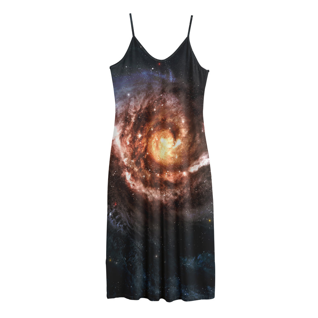 Milky Way Universe Print Jersey Midi Cami Dress