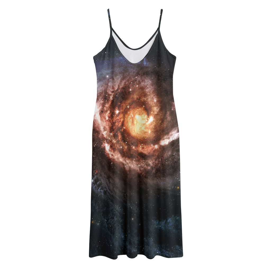 Milky Way Universe Print Jersey Midi Cami Dress