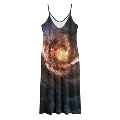 Milky Way Universe Print Jersey Midi Cami Dress