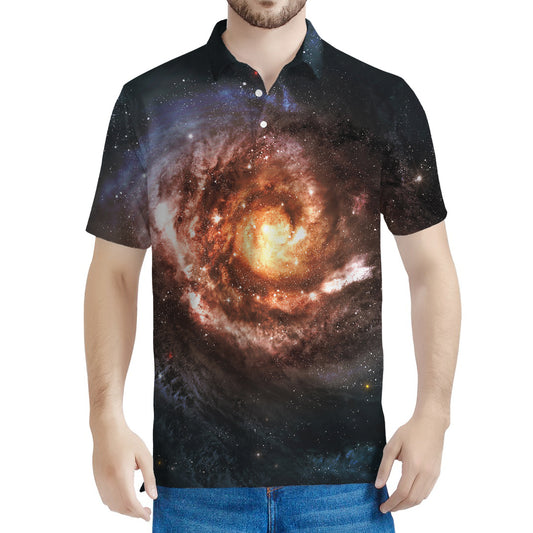 Milky Way Universe Print Men's Polo Shirt