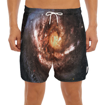 Milky Way Universe Print Men's Split Running Shorts