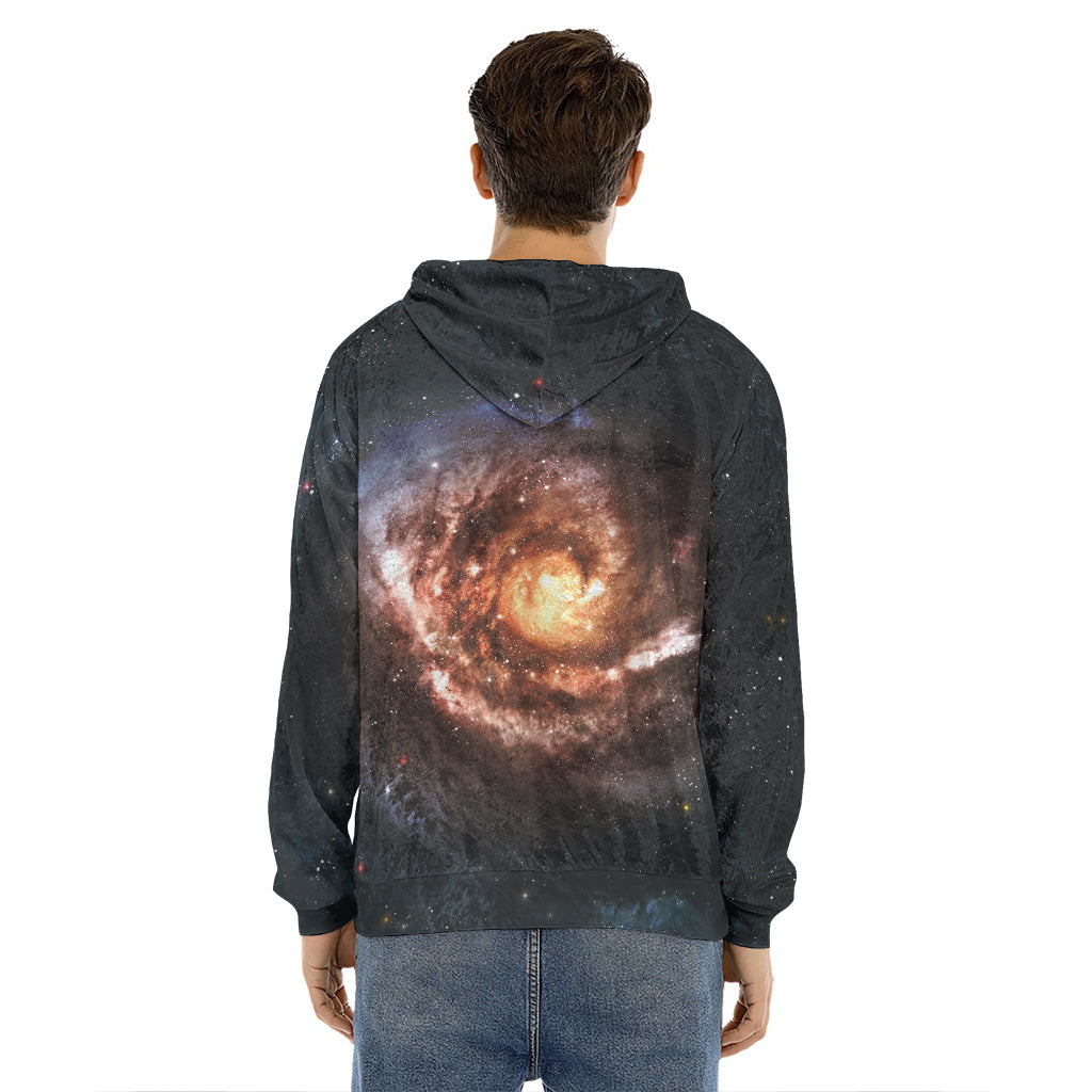 Milky Way Universe Print Men's Velvet Pullover Hoodie