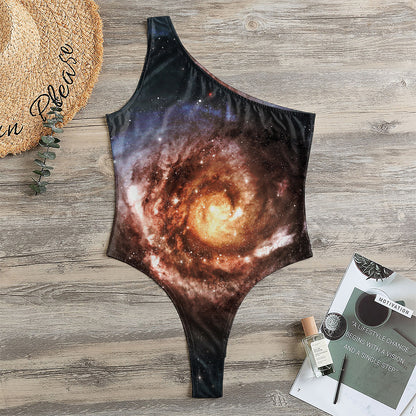Milky Way Universe Print One Shoulder Bodysuit