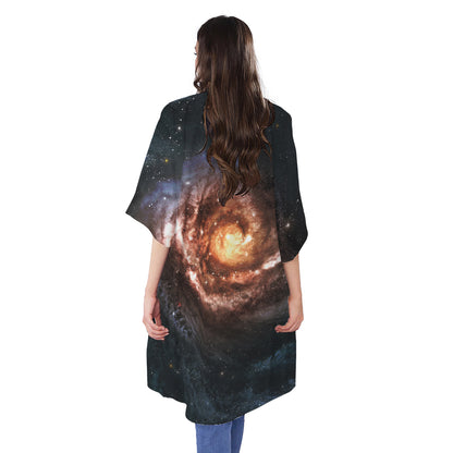 Milky Way Universe Print Open Front Beach Cover Up