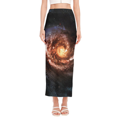 Milky Way Universe Print Side Slit Maxi Skirt