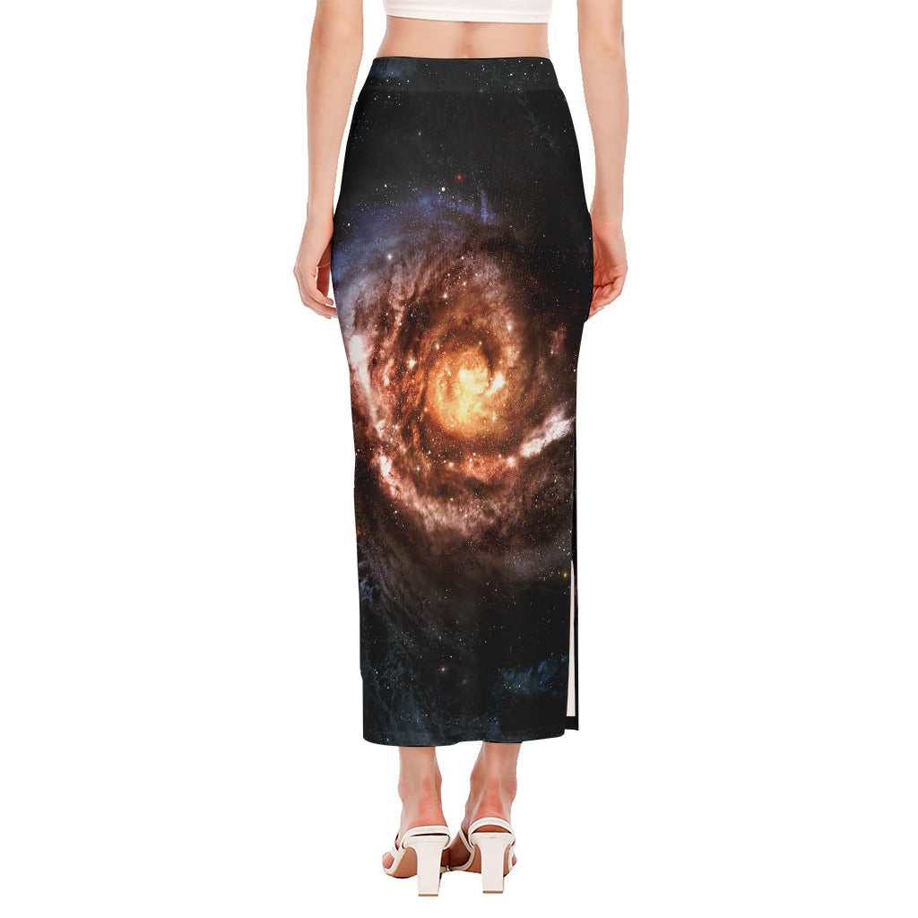 Milky Way Universe Print Side Slit Maxi Skirt