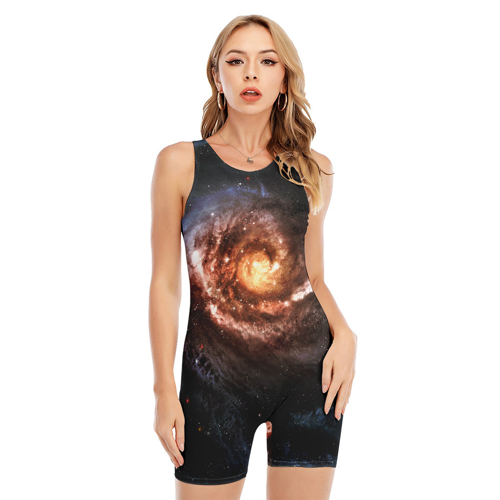 Milky Way Universe Print Sleeveless One Piece Swimsuit