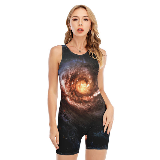 Milky Way Universe Print Sleeveless One Piece Swimsuit