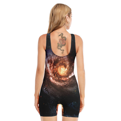 Milky Way Universe Print Sleeveless One Piece Swimsuit