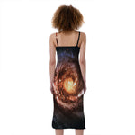 Milky Way Universe Print Slim Fit Midi Cami Dress