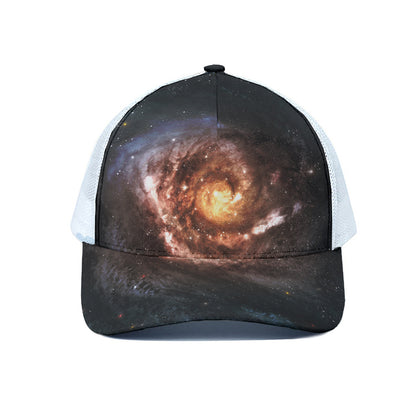 Milky Way Universe Print White Mesh Trucker Cap