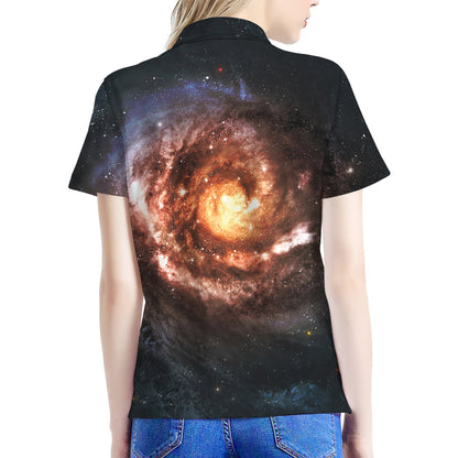 Milky Way Universe Print Women's Polo Shirt