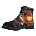 Milky Way Universe Print Padded Collar Lace Up Boots