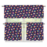 Mini Cupcake Pattern Print 3 Piece Kitchen Curtains