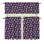 Mini Cupcake Pattern Print 3 Piece Kitchen Curtains